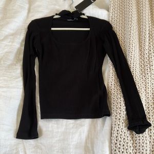 NastyGal black longsleeve blouse with cutout